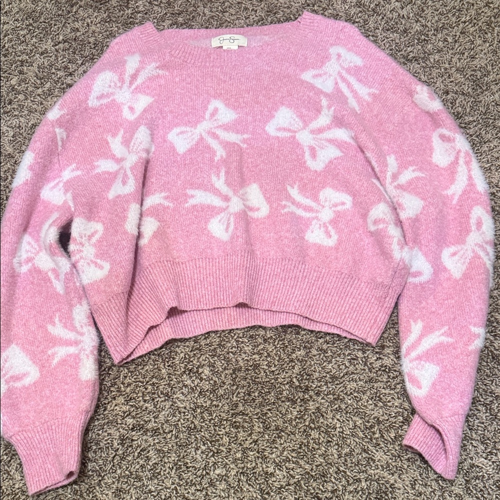 Jessica Simpson Blush and Ivory Bow Sweater
